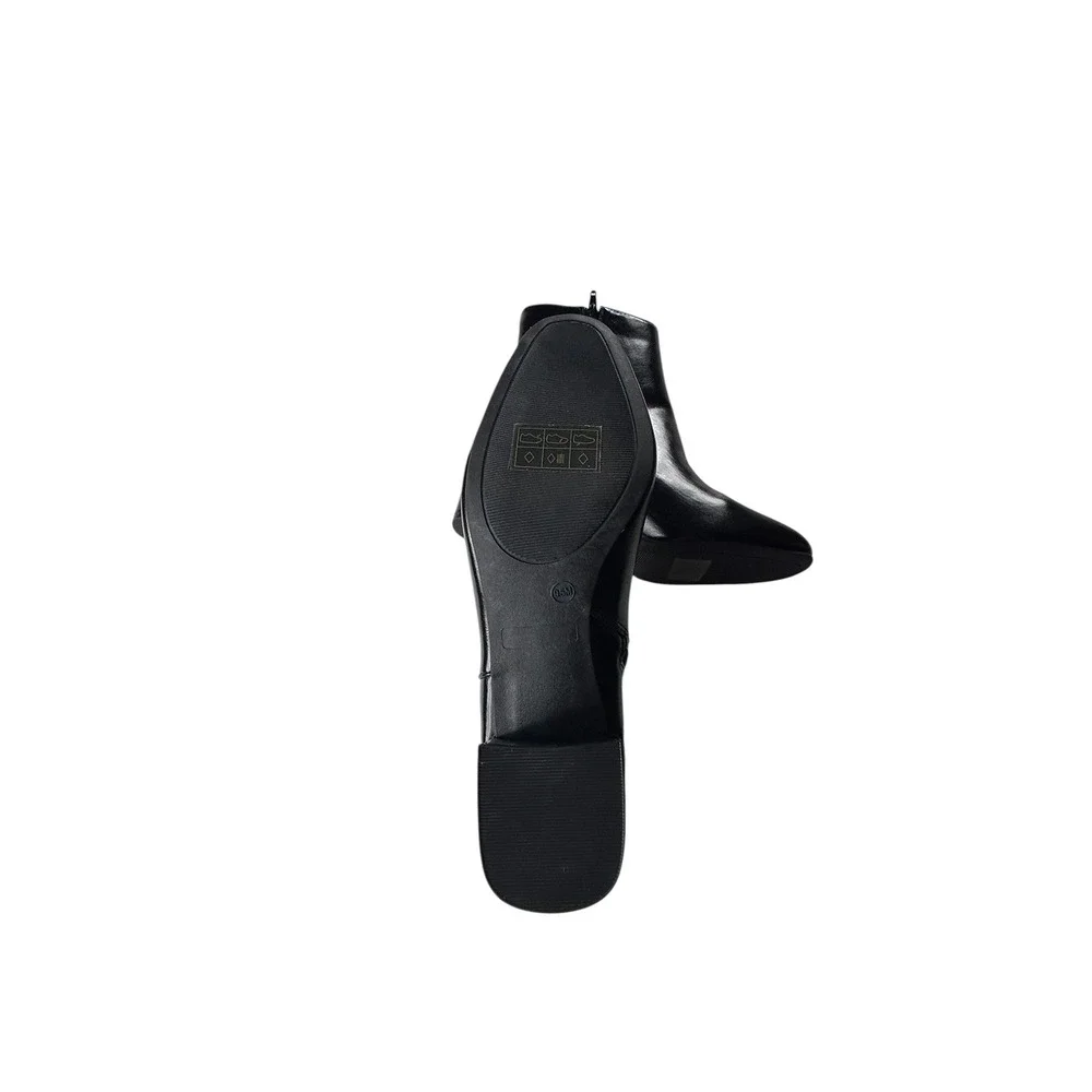 Journee Collection‎ Womens Black Faux Leather Block Heel Ankle Boots Size 9.5M